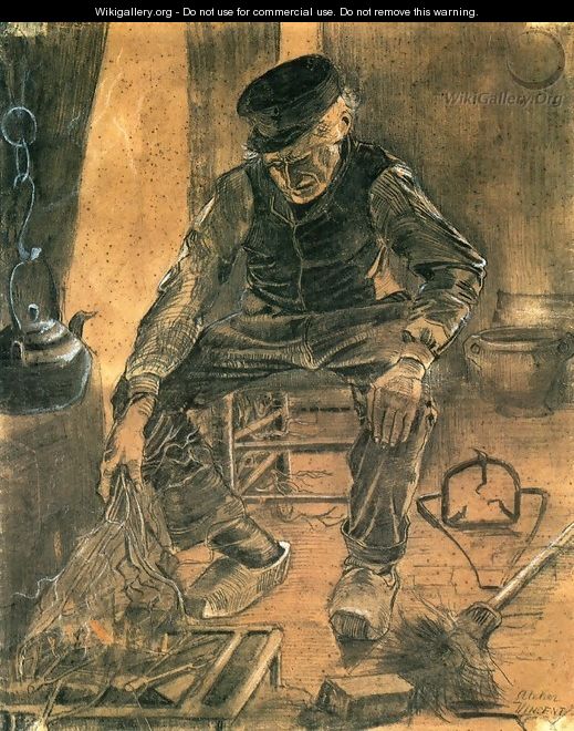 An Old Man Putting Dry Rice on the Hearth - Vincent Van Gogh