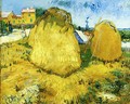 Stacks of Wheat near a Farmhouse - Vincent Van Gogh