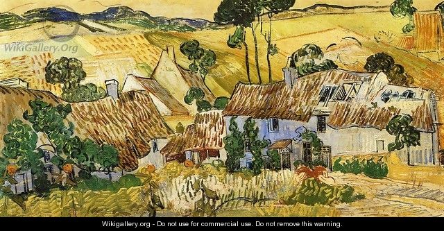 Thatched Houses against a Hill - Vincent Van Gogh