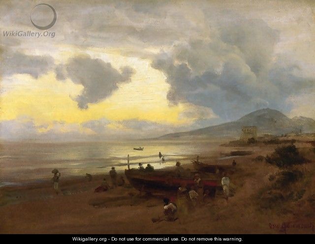 Sunset on the Shore - Oswald Achenbach