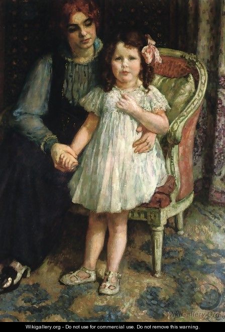 Portrait of Madame Goldner=Max and Her Daughter Juliette - Theo van Rysselberghe