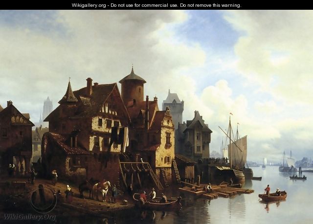 A Harbor Town - Hermann Meyerheim