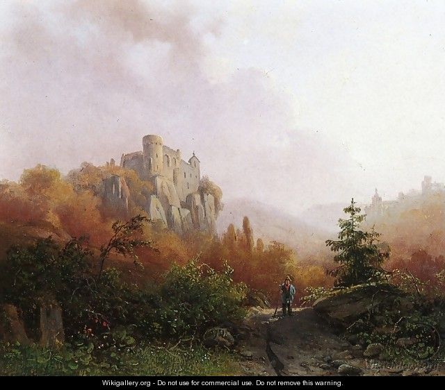 Summer: A Peasant on a Rocky Path, a Ruin in the Background - Alexander Joseph Daiwaille