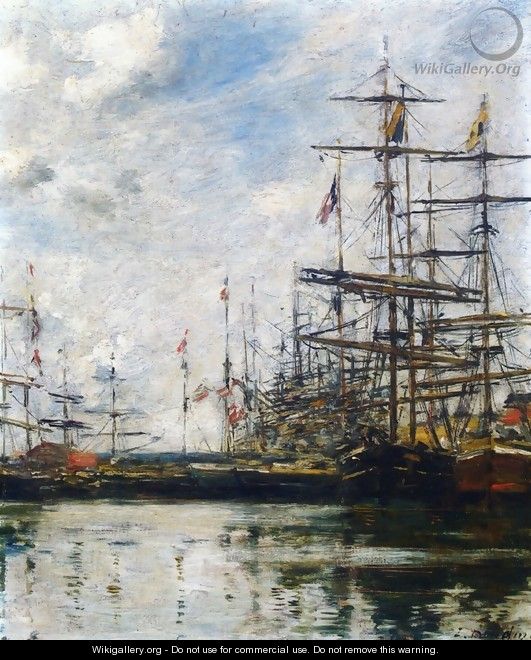 The Port, Ships at Dock - Eugène Boudin