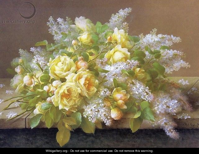 Yellow Roses and Lilacs - Paul De Longpre