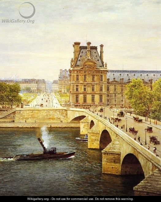 The Pont Royale and The Louvre, View of the Seine - Marie-Francois-Firmin Girard