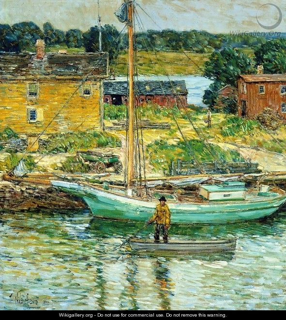 Oyster Sloop, Cos Cob - Frederick Childe Hassam