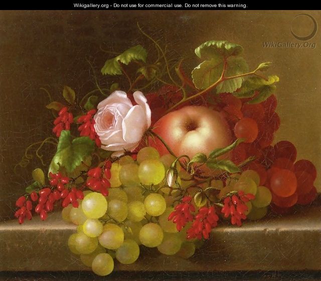 Still Life with Peach, Grapes and Rosehips - Adelheid Dietrich