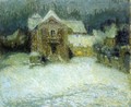 A Plaza in the Snow at Gerberoy - Henri Eugene Augustin Le Sidaner