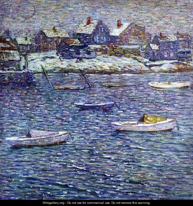 Boats in Winter, Rockport, Massachusetts - Charles Salis Kaelin