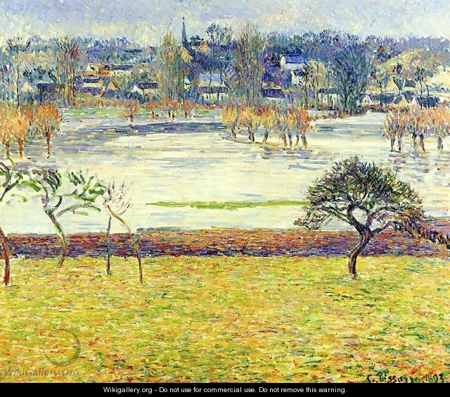 Flood, White Effect, Eragny - Camille Pissarro