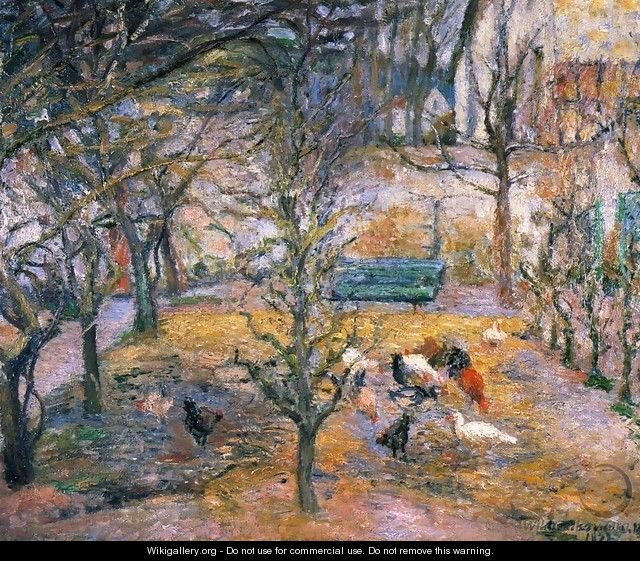 Farmyard at the Maison Rouge, Pontoise - Camille Pissarro