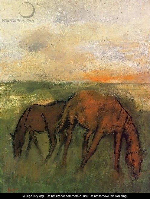 Two Horses in a Pasture - Edgar Degas