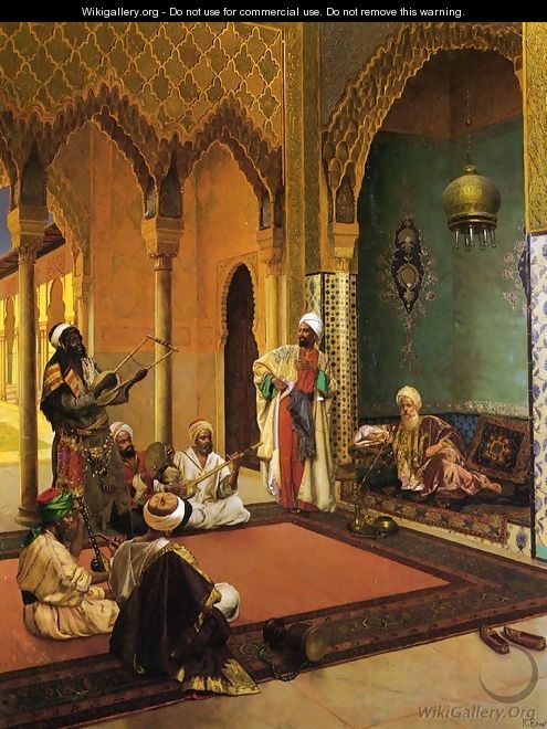 Traveling Musicians Playing for the Sultan - Rudolph Ernst
