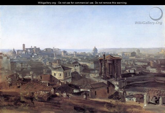 Three Views of Rome from the Villa Malta: View toward the Capitoline Hill - Georg Maximilian Johann Von Dillis