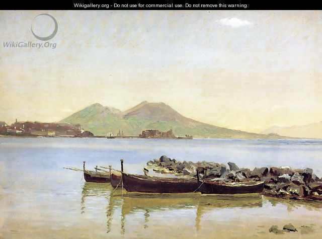 The Bay of Naples with Vesuvius in the Background - Christen Kobke