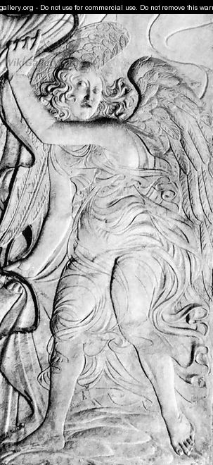 An angel drawing back a curtain - Agostino di Duccio