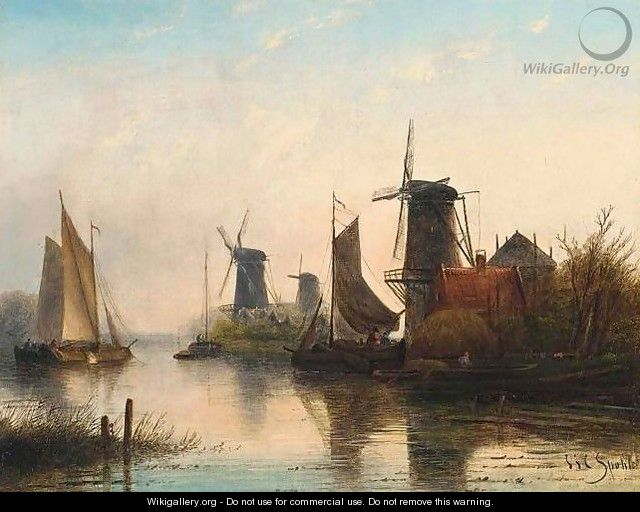Windmills in a Summer Landscape - Jan Jacob Coenraad Spohler