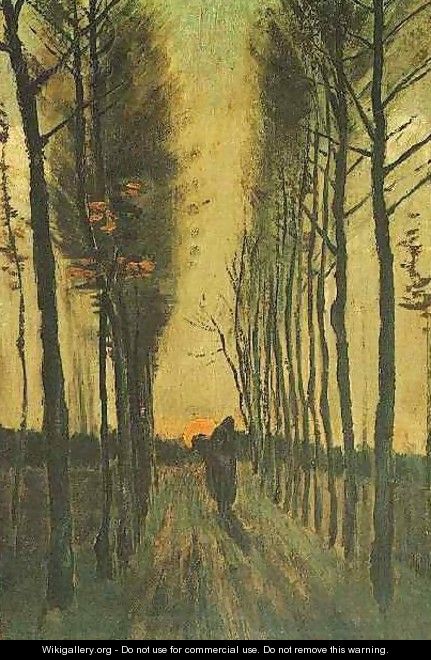 Avenue Of Poplars At Sunset - Vincent Van Gogh