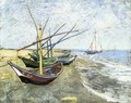 Fishing Boats On The Beach At Saintes Maries - Vincent Van Gogh