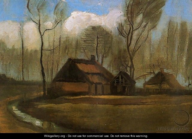 Farmhouses Among Trees - Vincent Van Gogh