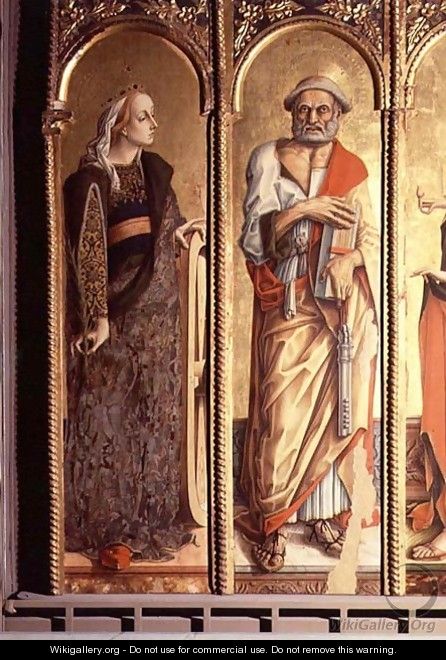 St. Catherine of Alexandria and St. Peter, detail from the Santa Lucia triptych - Carlo Crivelli