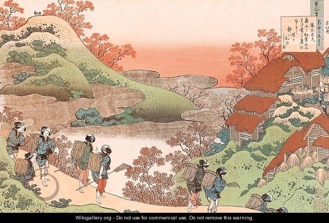 Women Returning Home at Sunset (Sarumaru Dayu) - Katsushika Hokusai