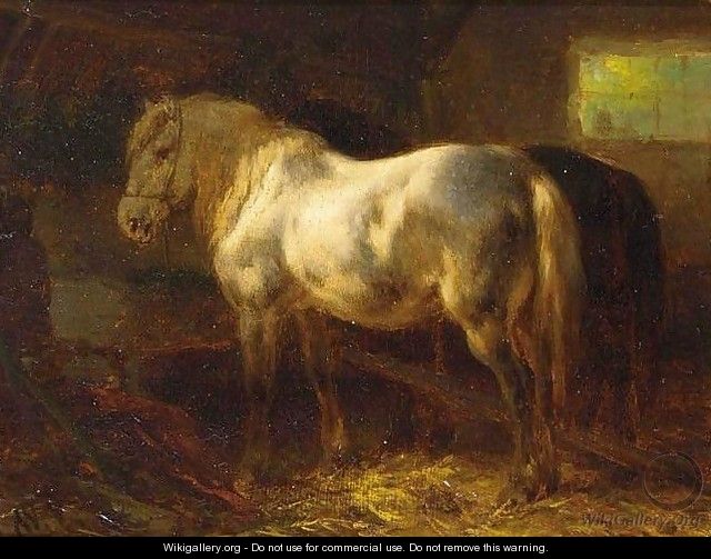 Horses in a Stable - Wouterus Verschuur