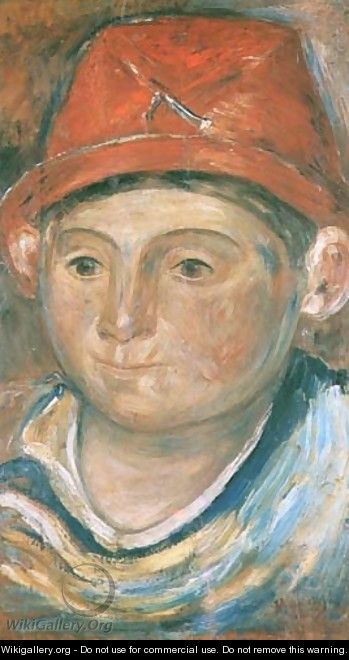 Head of the Boy in a Red Hat - Tadeusz Makowski