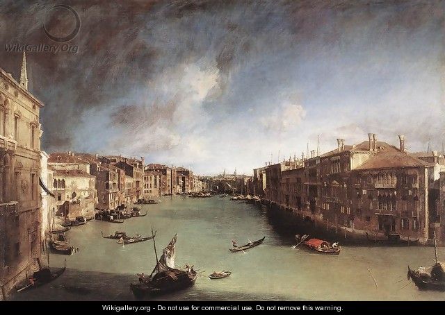 Grand Canal, Looking Northeast from Palazo Balbi toward the Rialto Bridge - (Giovanni Antonio Canal) Canaletto