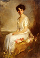 Portrait of an Elegant Young Woman in a White Dress - Artur Lajos Halmi