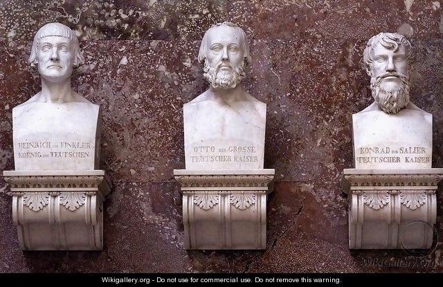 Busts of Henry I (the Fowler), King of the Germans, his Son Emperor Otto the Great, and Emperor Conrad II (the Salian) - Rudolf Schadow
