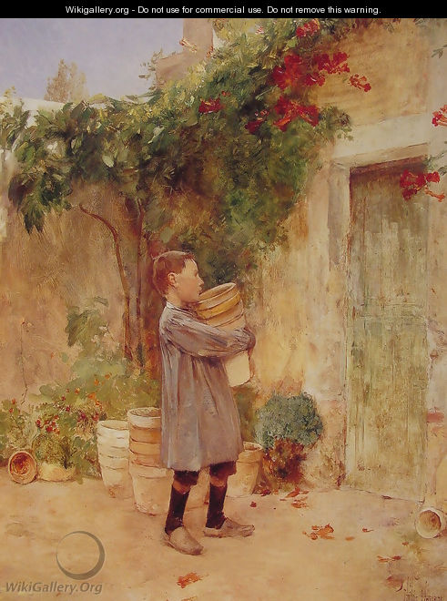 Boy with Flower Pots - Childe Hassam