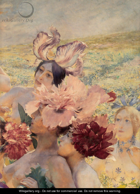 The Knight of the Flowers [detail: right] (or Parsifal) - Georges Antoine Rochegrosse