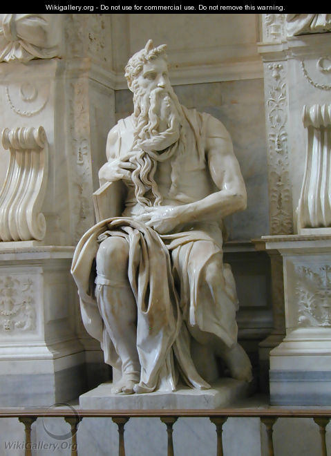 Tomb of Pope Julius II: Moses [detail: 2] - Michelangelo Buonarroti