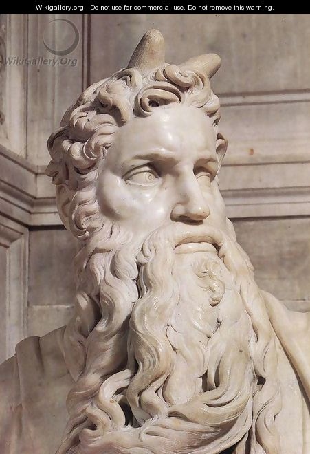 Tomb of Pope Julius II: Moses [detail: 1] - Michelangelo Buonarroti