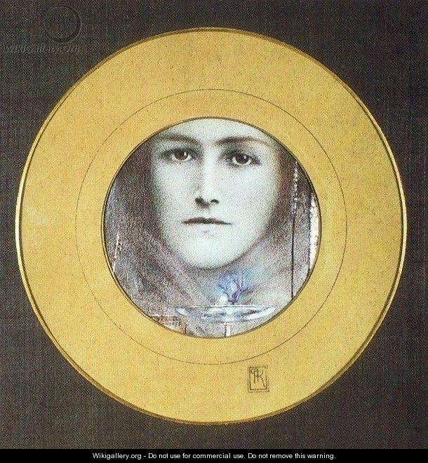 Brown Eyes and a Blue Flower - Fernand Khnopff
