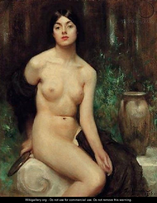 A Female Nude at her toilet - Arthur Hacker