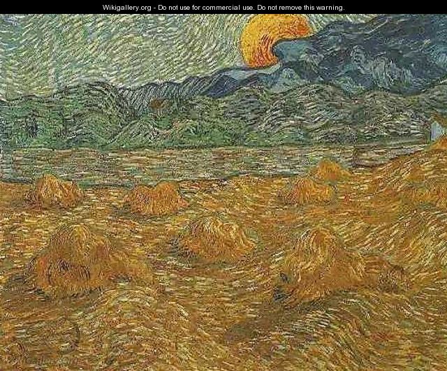 Evening Landscape With Rising Moon - Vincent Van Gogh