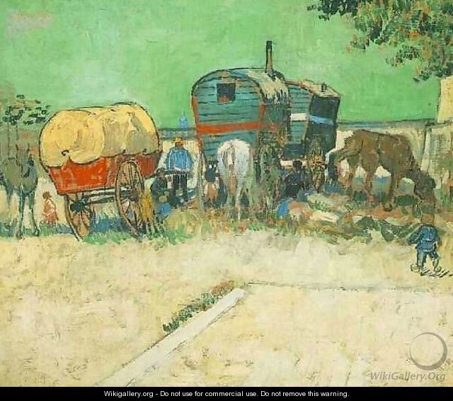 Encampment Of Gypsies With Caravans - Vincent Van Gogh