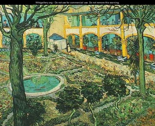 The Courtyard Of The Hospital At Arles - Vincent Van Gogh