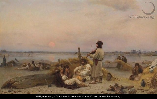 Raftsmen by the Vistula River - Wilhelm August Stryowski (Stryjowski)
