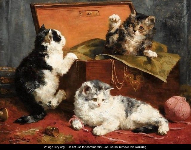 Kittens at Play - Charles van den Eycken