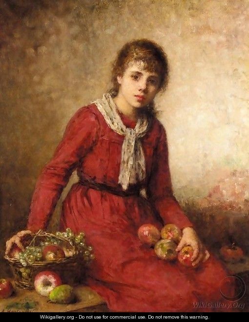 Girl with Fruit - Alexei Alexeivich Harlamoff