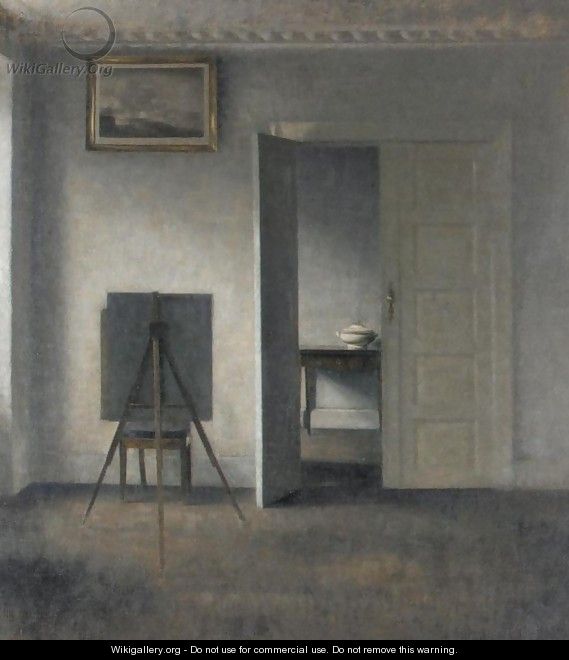 Interior with Easel, Bredgade 25 (Interieur med staffeli, Bredgade 25) - Vilhelm Hammershoi