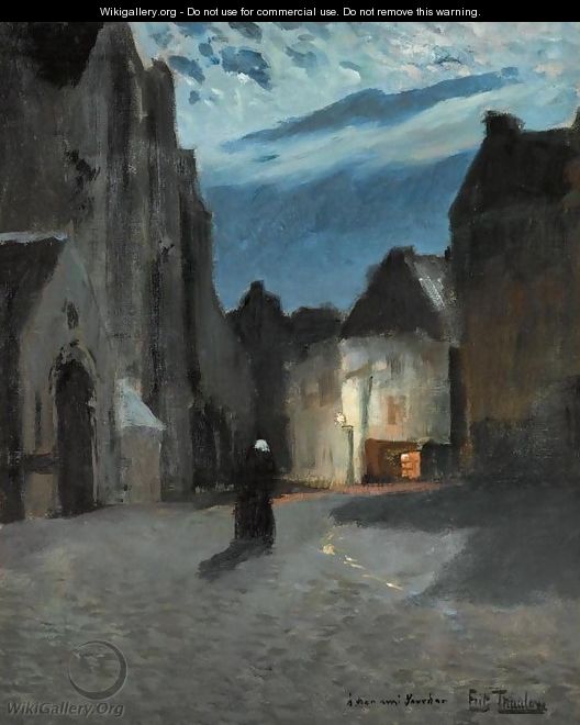 Town by Moonlight (Landsby i maneskinn) - Fritz Thaulow