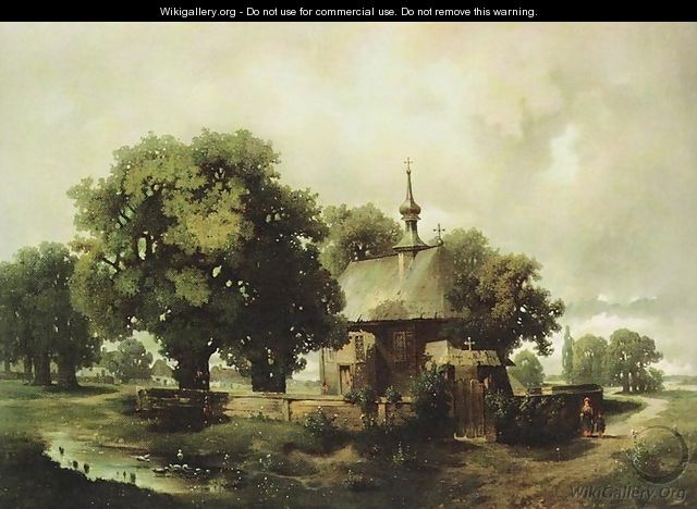 Landscape with a Church - Wladyslaw Aleksander Malecki