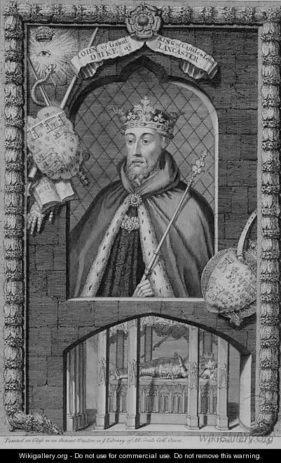 John of Gaunt, Duke of Lancaster 1340-99 after a painting on glass in the Library of All Souls College, Oxford, engraved by the artist - George Vertue