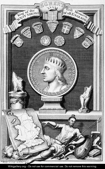 Egbert d.839 King of the West Saxons, First Monarch of all England, engraved by the artist - George Vertue