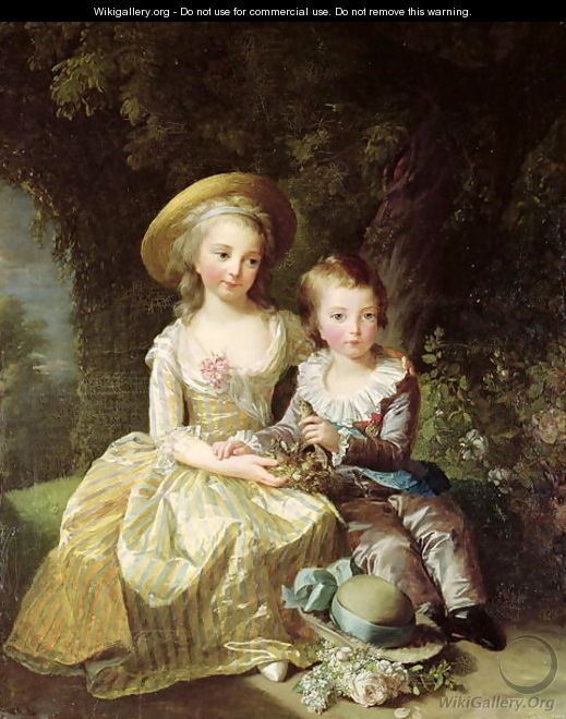 Child portraits of Marie-Therese-Charlotte of France 1778-1851, future Duchess of Angouleme, and Louis-Joseph-Xavier of France 1781-89 Premier Dauphin, 1784 - Elisabeth Vigee-Lebrun